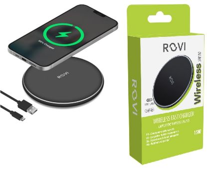 Immagine di CARICABATTERIE WIRELESS CHARGER 15w SW10 1pz NERO BLISTER - ROVI