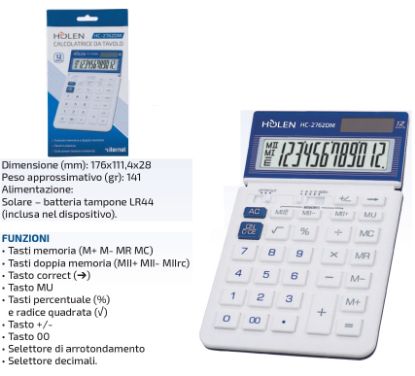 Picture of CALCOLATRICE HOLEN DA TAVOLO HC-3583 1pz