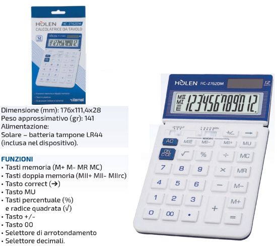 Picture of CALCOLATRICE HOLEN DA TAVOLO HC-3583 1pz