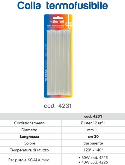 Immagine di COLLA A CALDO RICAMBI PISTOLA 11mm x20cm 1x12pz BLISTER