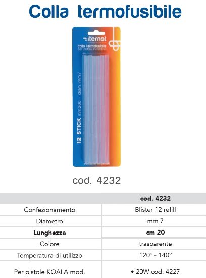 Immagine di COLLA A CALDO RICAMBI PISTOLA 7mm x20cm 1x12pz BLISTER