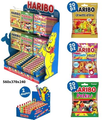 Immagine di HARIBO KIT PROMO 60 BUSTE + 2 MEGA ROULETTE EXPO DA BANCO