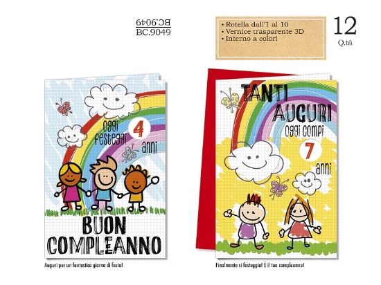 Immagine di BIGLIETTI CROMO COMPLEANNO BAMBINI 12pz