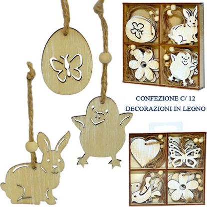 Immagine di DECORO DA APPENDERE 12pz LEGNO SOGGETTI ASSORTITI