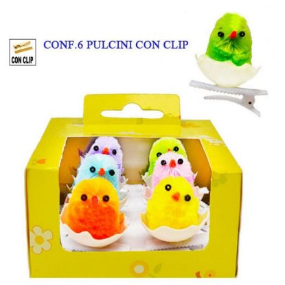 Immagine di PULCINO CON CLIP 6pz COLORI ASSORTITI