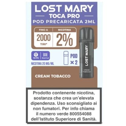 Immagine di ELFBAR LOSTMARY TOCA PRO RIC. POD 1x2pz 20mg/ml CREAM TOBACCO - PLN016104
